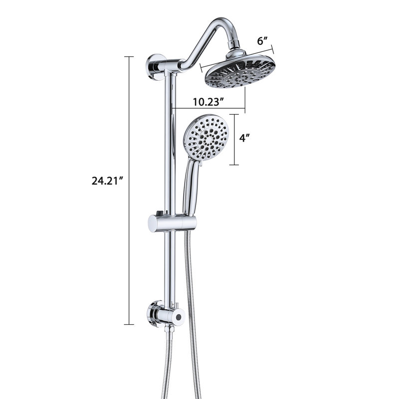 Finish Bathroom Shower With 6 Inch Rain Head And Handheld - 2.5 Gpm Innovative Design, Chrome