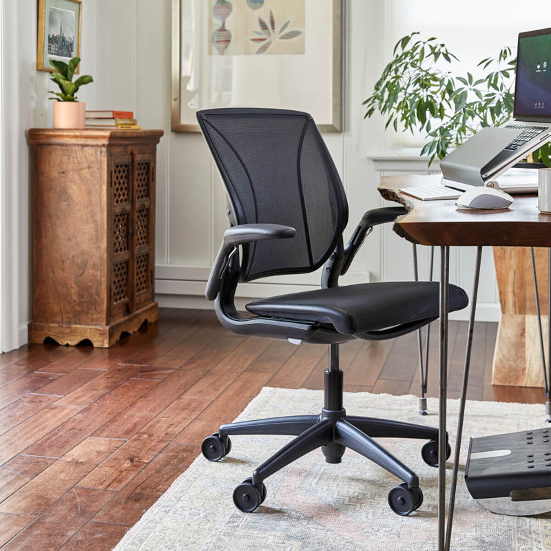 World LM, Ergonomic Task Chair with Poppy Seed Backrest, and  Autumn Upholstered Seat, Black, Brown Fabric, Brown Mesh