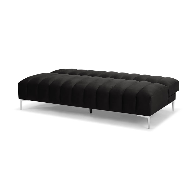 Camille 3 Seater Sofa Bed in Velvety Fabric, Black Velvet