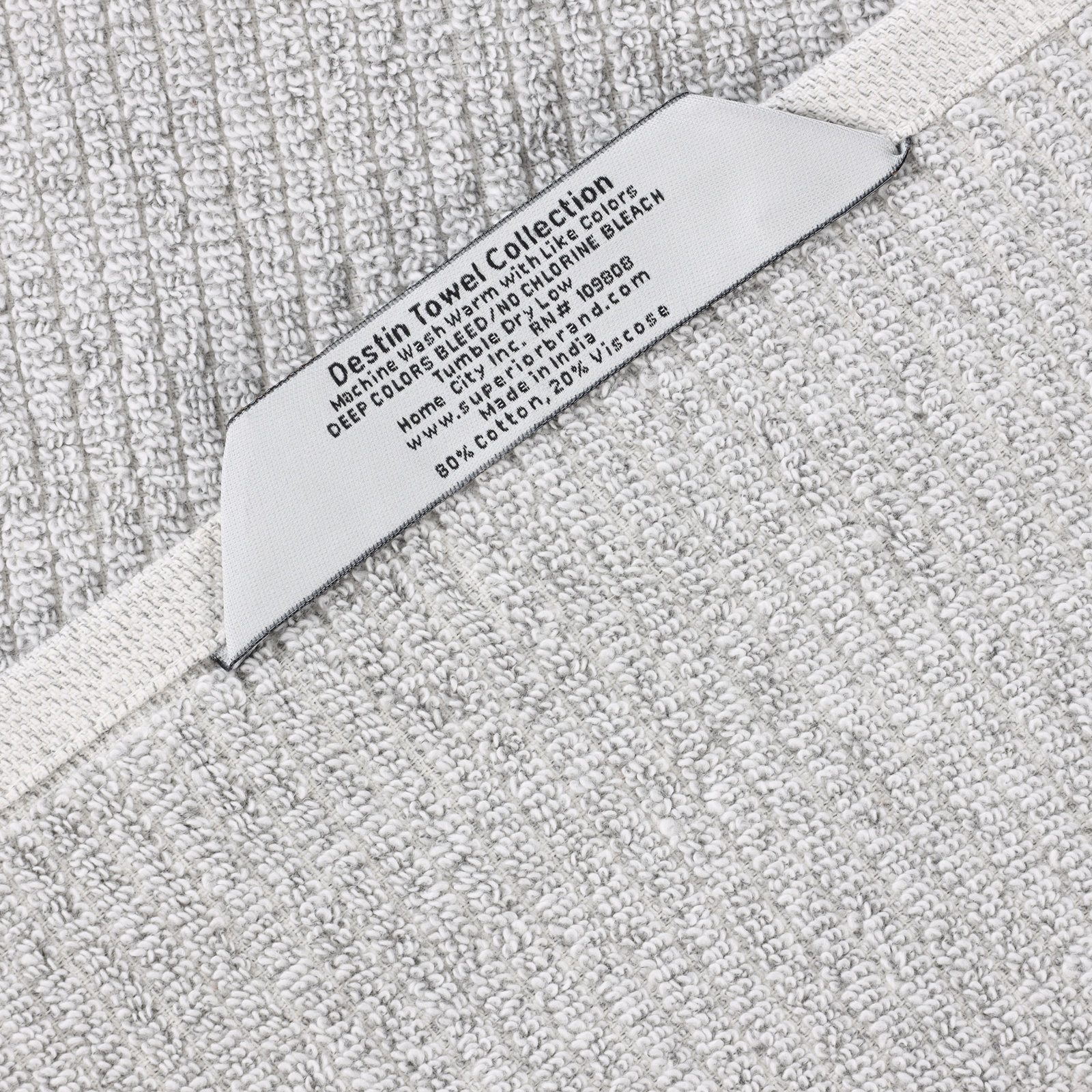Ribbed Viscose Cotton Bath Sheets, Platinum