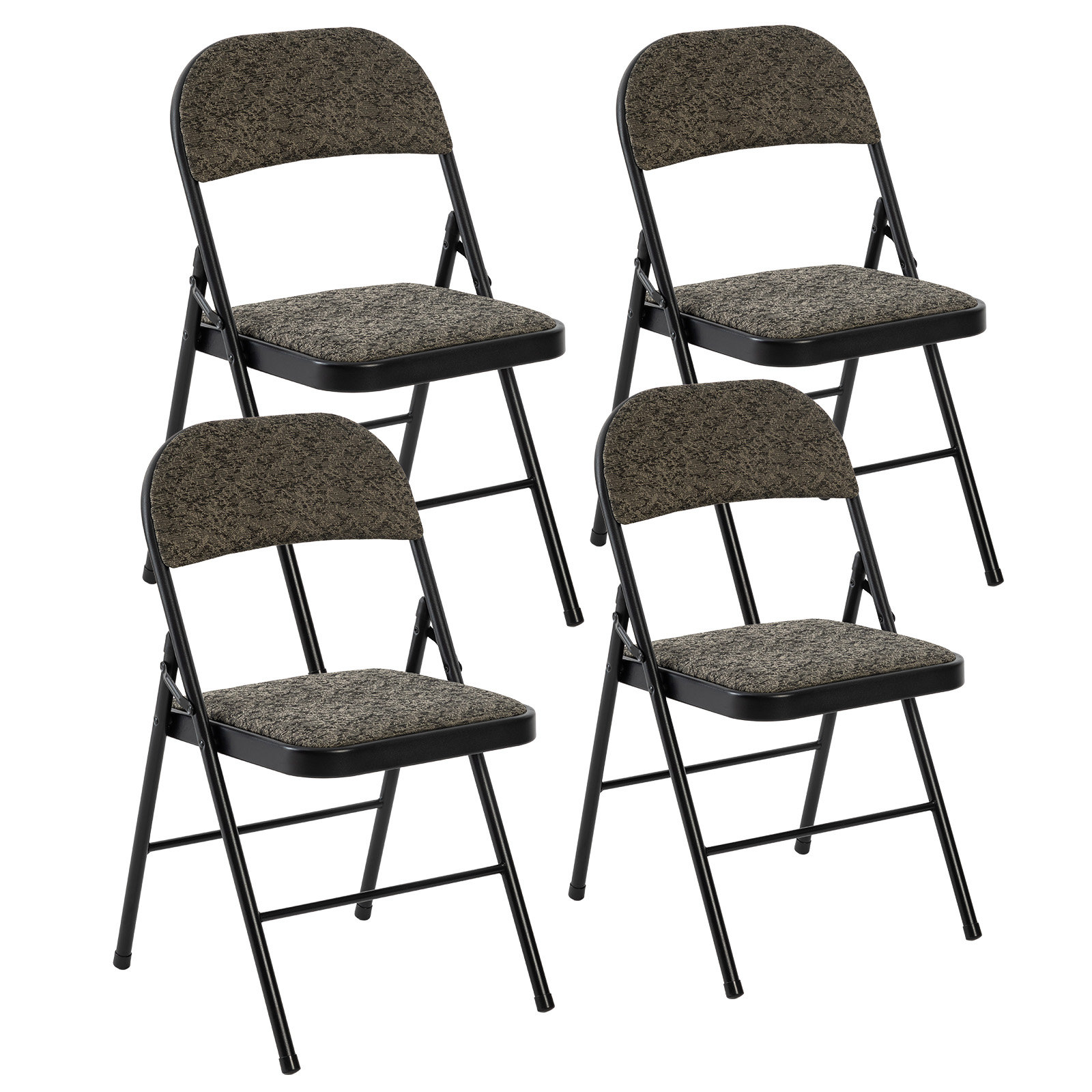 Interlocking Foldable Chairs Latitude Run® Fabric Padded Folding Chair, Upholstered Stackable ...