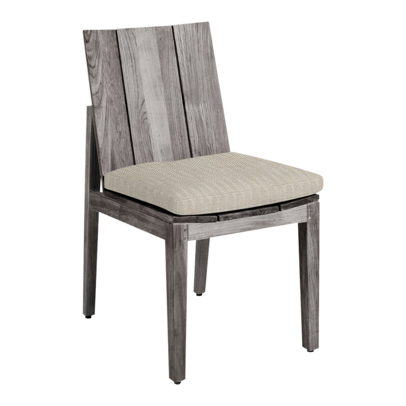 Chaise d'appoint d'extérieur en teck Ashland, Teck huître, Pas de soudure, Chevron sable