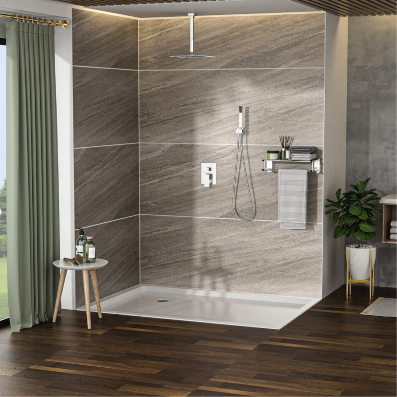 Shower Head Assembly - 16 Inch Ceiling Mount Square Dual With -balanced Valve, Rainfall And Handheld, Easy Installation Centrifugal Force Resistance Mounted Dirt Removal