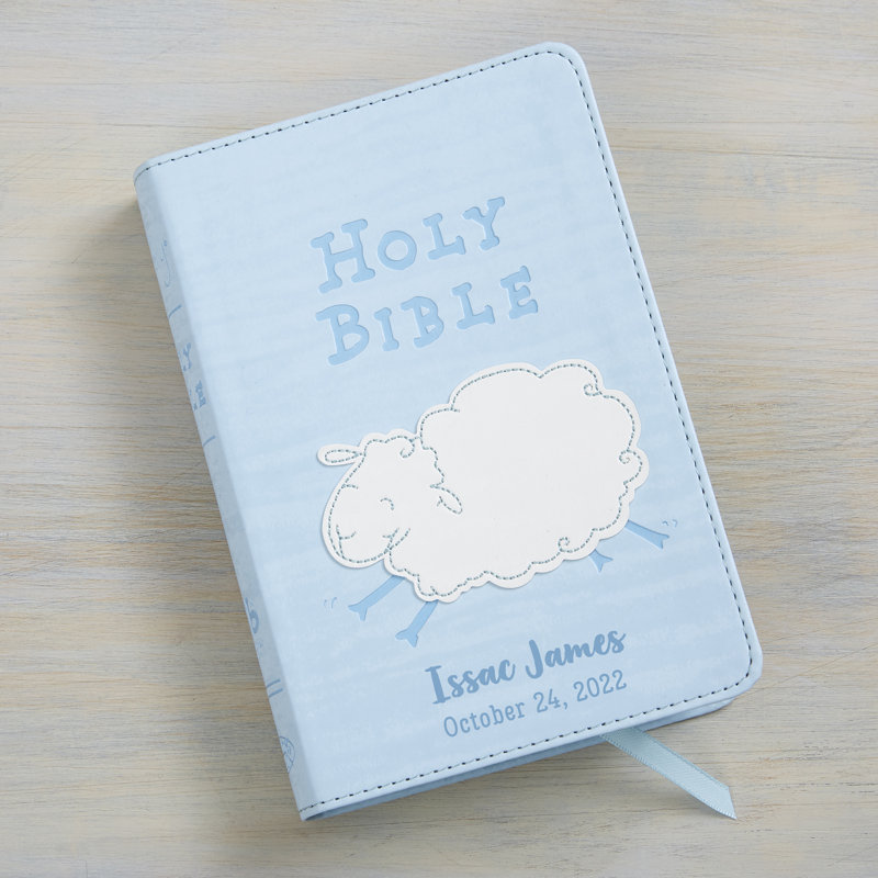 «Woolly Lamb» personnalisé pour enfants «Blue Bible», Oui