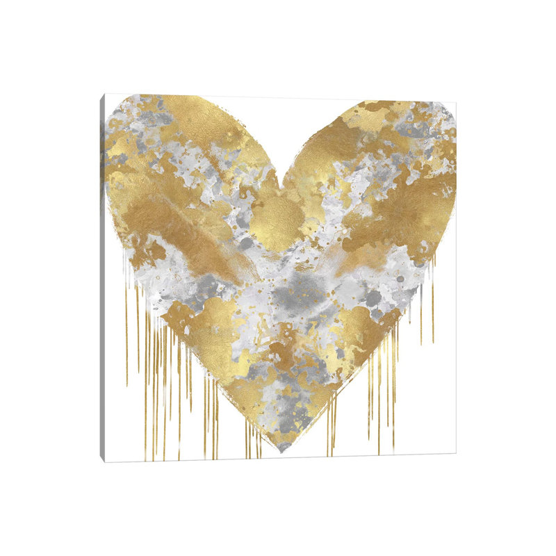 Big Hearted Silver And Gold by Lindsay Rodgers - Wrapped Canvas Print, 66.04 cm H x 66.04 cm W x 3.175 cm D
