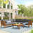 Wood Structure Outdoor Sofa Set With Gray Cushions Exotic Design Water-Resistant And UV Protected Texture High Quality Acacia Wood Strong Metal Accessories