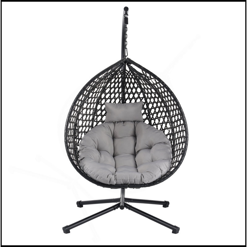 Fauteuil à œufs suspendu polyvalent pour l'intérieur et l'extérieur, Gris, Noir