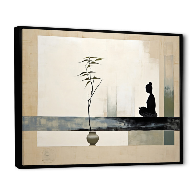 Mahmod Asian Art Modern Zen I - Art asiatique, art mural, H 34 po x l 44 po, Reproduction avec cadre flottant, Noir