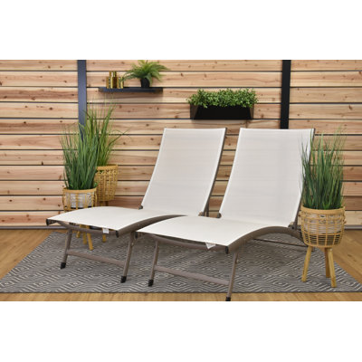 Vivere Stackable Aluminum Clearwater Lounger Set with Premium Phifertex Fabric (265 lb Capacity)