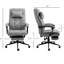 Chaise à haut dossier - Bureau à hauteur réglable en gris, tissu d'aspect lin, repose-pieds rétractable, accoudoir pivotant rembourré gris. Enveloppé avec un support équipé et pour un confort prodigieux
