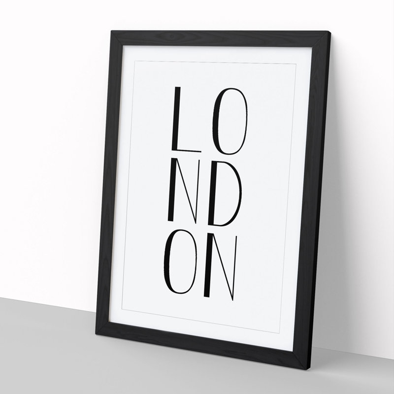 London - Picture Frame Typography, 36cm H x 27cm W x 2cm D, Black Framed