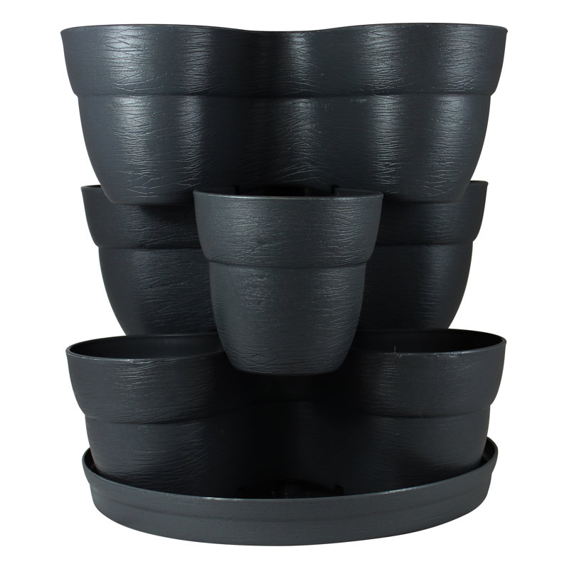 Pot à fleurs en plastique Manac, Gris anthracite