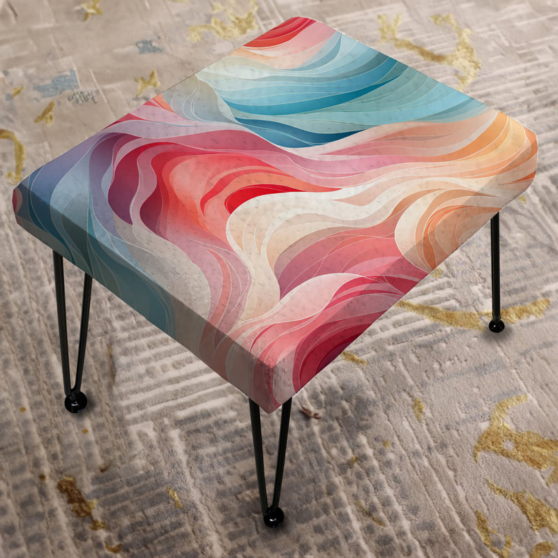 Mirage coloré avec lignes courbes et repose-pieds rectangulaire abstrait