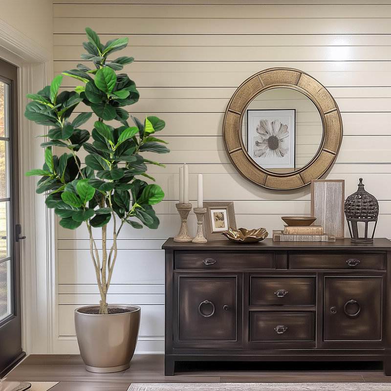 Artificial Tree,Faux Fiddle Leaf Fig Tree,6Ft Tall Ficus Tree Artificial For Home Decor
