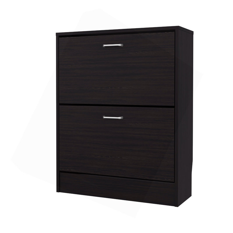 Range-chaussures avec 2 portes basculantes, Wengé