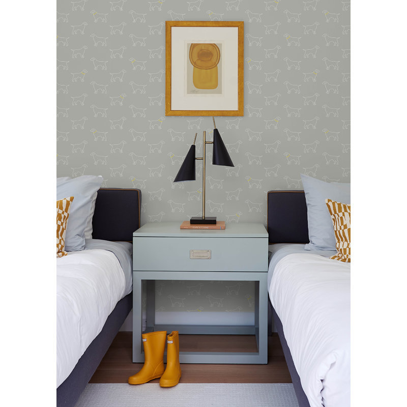Tynemouth White Dog Wallpaper, Slate