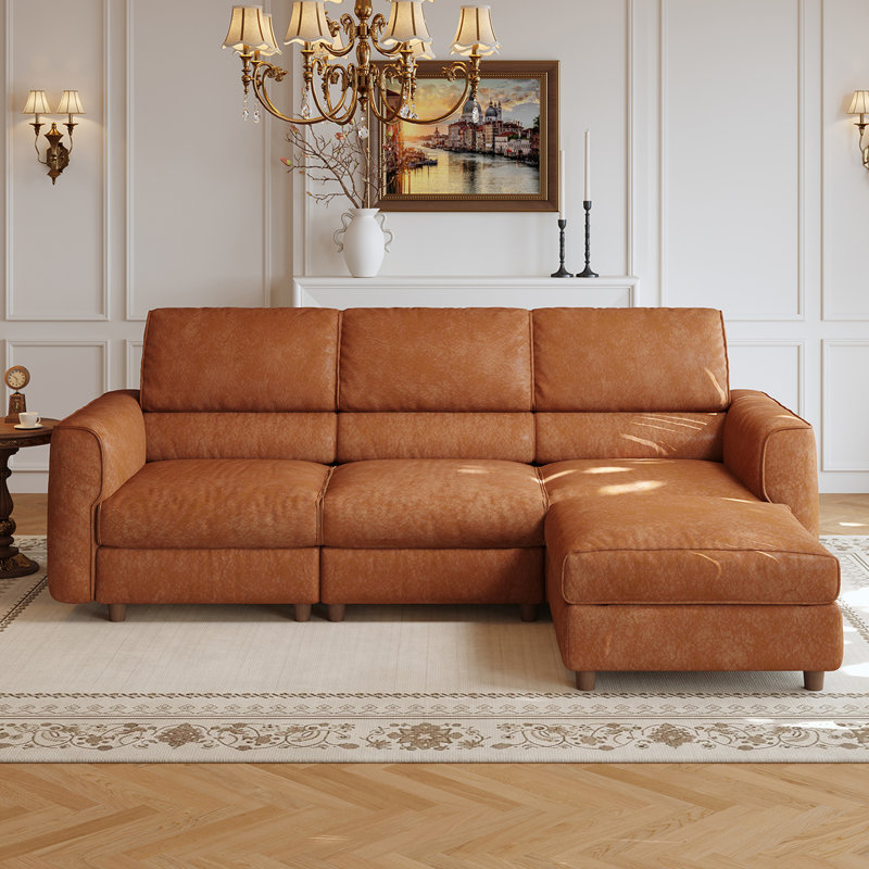Canapé convertible modulaire avec sièges de rangement et repose-pieds, ensemble de canapés à dossier réglable en similicuir pour le salon