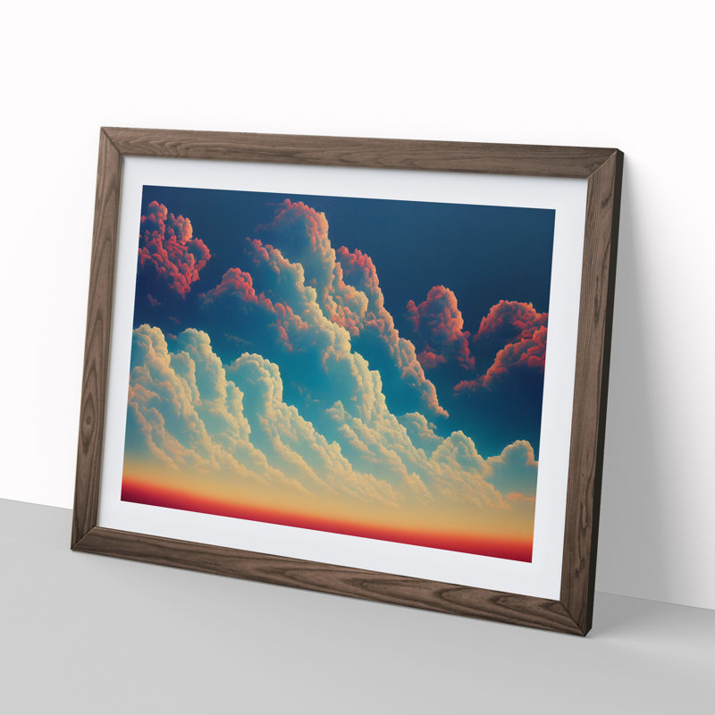 Gracious Clouds - Single Picture Frame Print, 46cm H x 64cm W x 2cm D, Walnut Framed
