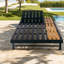 Méridiennes de patio réglables, métal moderne, bois avec rangement pour piscine