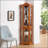 Corner Curio Cabinet | Lighted Tempered Glass | Oak Finish | Included Bulb-1879699950