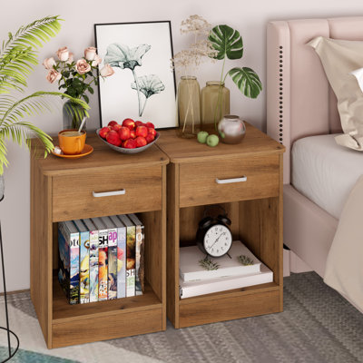 Ignacio 23.6" H 17.7" W Mid-Century Modern Wood Nightstand Sets, 1-Drawer with Storage