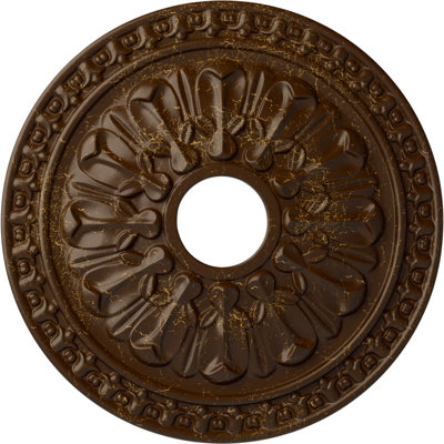 Médaillon de plafond Endurathane, diamètre extérieur de 18 po x P 3 1/2 po x P 1 3/8 po (convient aux auvents jusqu'à 3 1/2 po), finition hamamélis peinte à la main
