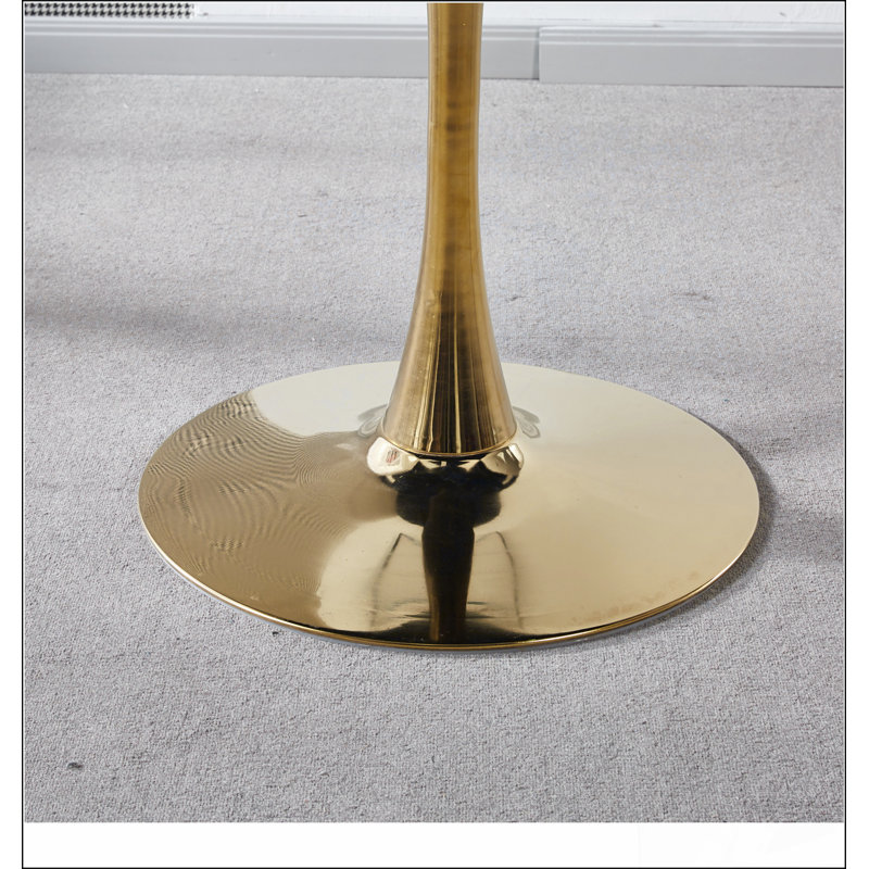 Table basse circulaire indispensable à la maison, durable, robuste et attrayante, Blanc, Doré