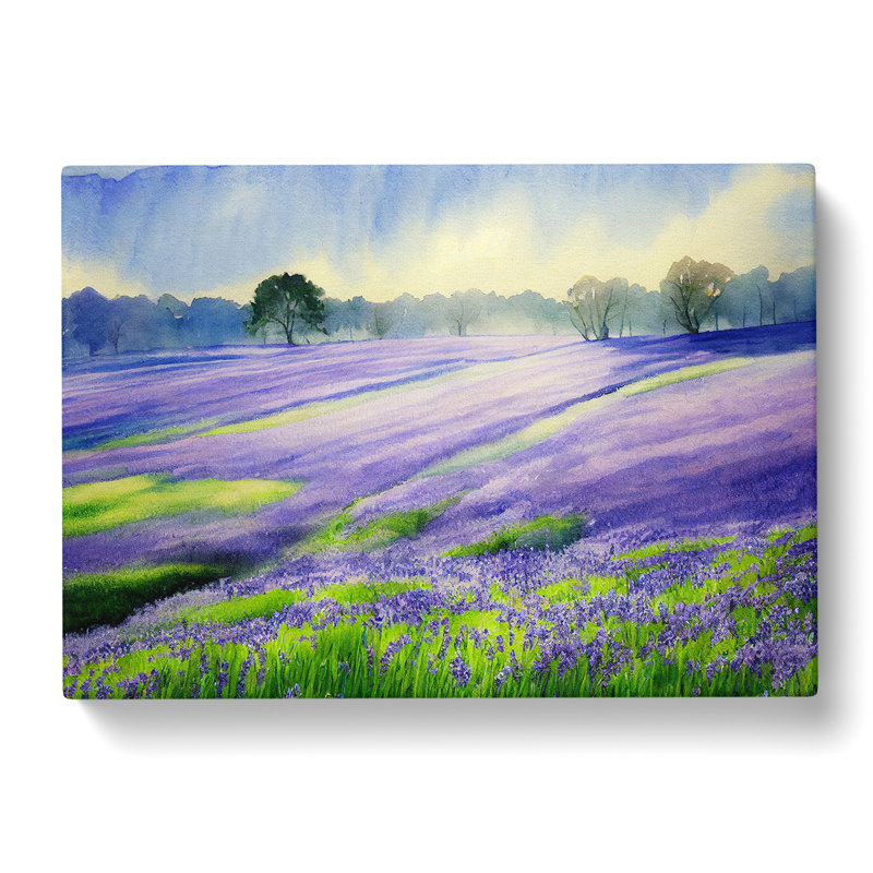 Bluebell Field In Watercolour Vol.4 - Wrapped Canvas Painting, 40cm H x 60cm W x 3cm D