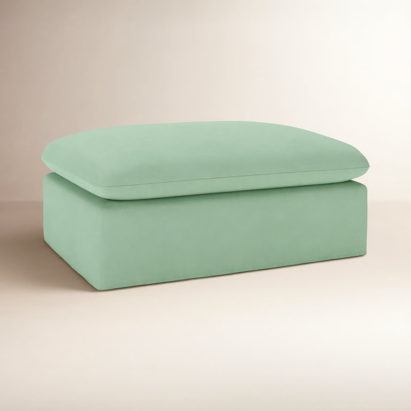 Luna Slipcovered Ottoman And A Half, Bayou Spray Canvas