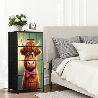 4 Drawer Dresser for Bedroom, Narrow Chest of Drawers, Wooden Top and Study Iron Frame 18"x37.5"-(WxH)