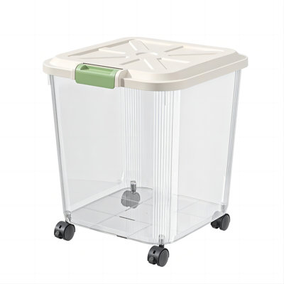 Contenant hermétique pour aliments pour animaux de compagnie 25 kg, bac transparent pour aliments secs avec couvercle scellé pour croquettes pour chien et chat