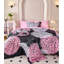 Ensemble d'édredon à motif floral noir et rose 8 pièces Koniroom, lit fleur réversible dans un sac-123033768-123033769