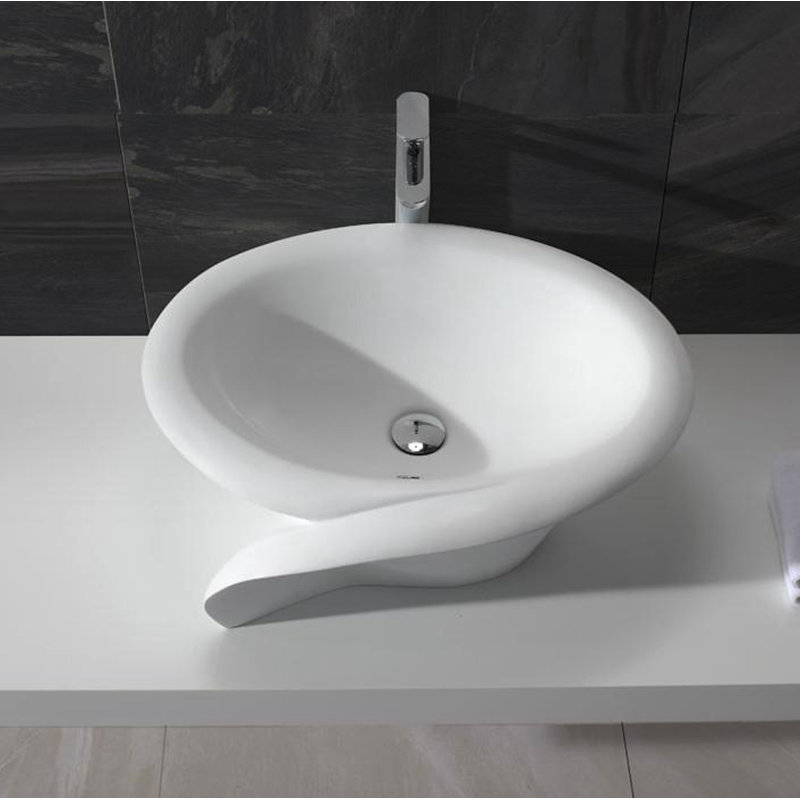 ADM Bathroom 21.7'' Resin Circular Bathroom Sink, Matte/White