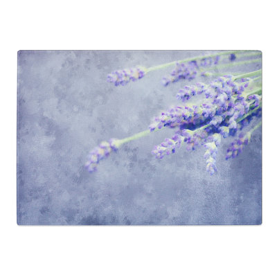 Tempered Glass Pretty Purple Lavender Chopping Board