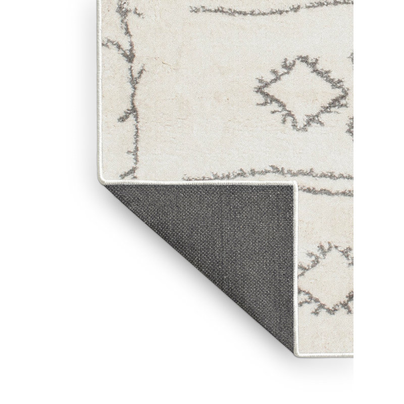 Tapis contemporain gris / crème Caistance, Rectangle 7 pi x 9 pi