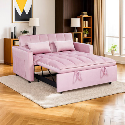 54" Velvet Convertible 3-In-1 Sofa Bed