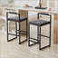 Tabouret de bar en velours à hauteur de comptoir - structure noire avec siège gris