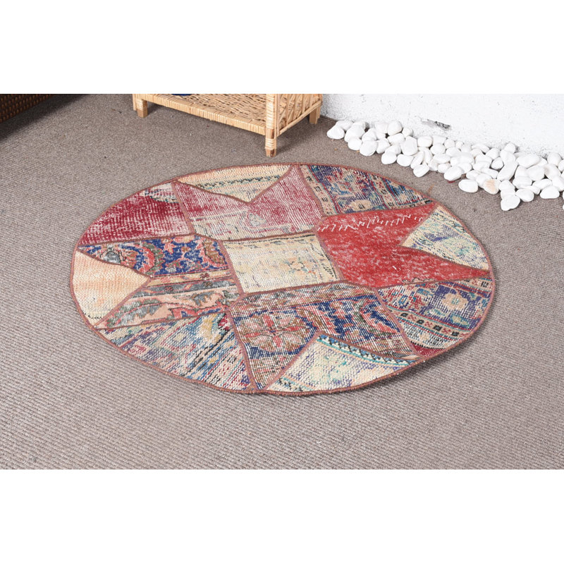 Petits tapis 3,3 x 3,3 pi, tapis rétro, tapis rouge, tapis Oushak, tapis tissés à plat, tapis turc