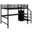 Lit mezzanine multifonctionnel en métal avec bureau, escalier de rangement, mini garde-robe et lumières DEL