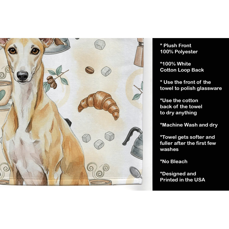 Fawn Whippet Coffee Bar Kitchen Towel, Fawn Whippet
