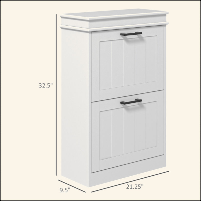 Shoe Cabinet For Entryway, Narrow Shoe Rack Storage Organizer With 2 Flip Drawers And Adjustable Shelves For 10 Pairs Of Shoes