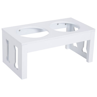 Elevated Pet Feeder 23" x 12" x 10" MDF 1 Piece Elevated Pet Feeder White Raised Design