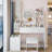 White American Design Dressing : 17" Diameter Touch - Sensitive 3 Color Led Mirror, Full Body Mirror Cabinet And Cushioned Stool With Large Sized Storage Cabinet, Vanity Table Adjustable Brightness