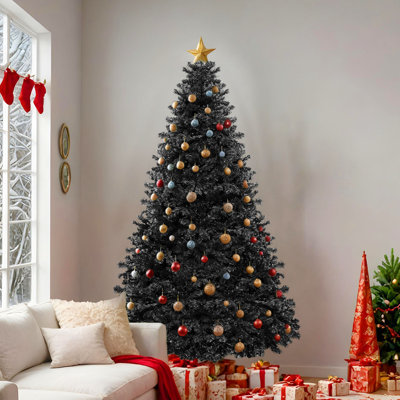  Arbre de Noël artificiel épinette noir 6 pi / 7,5 pi avec branches épaisses