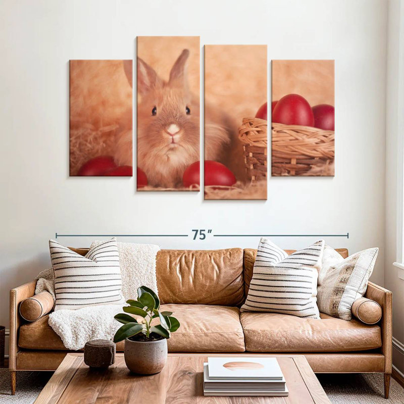 Œufs de Pâques et lapin Lelend, H 42 po x l 68 po
