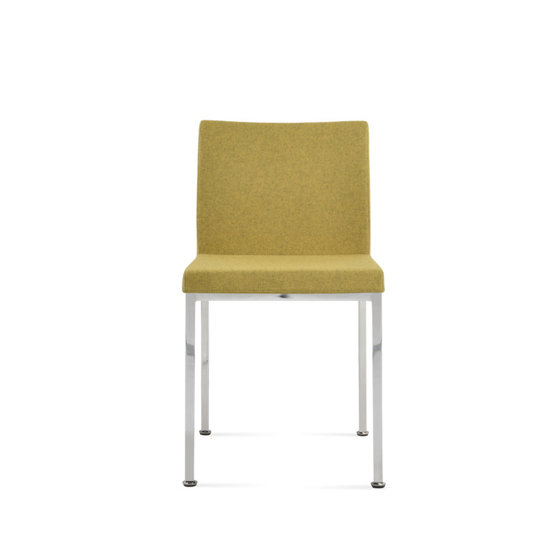 Aria Metal Side Chair in Wool, Chrome, Wool Amber