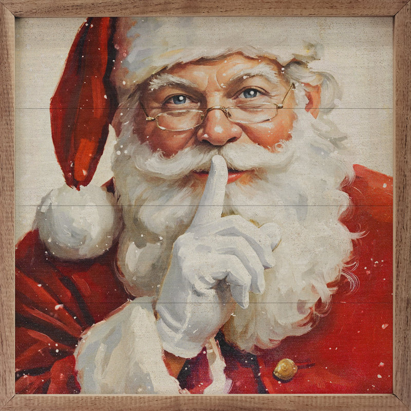 Shh Santa Claus White BG, 8" H x 8" W