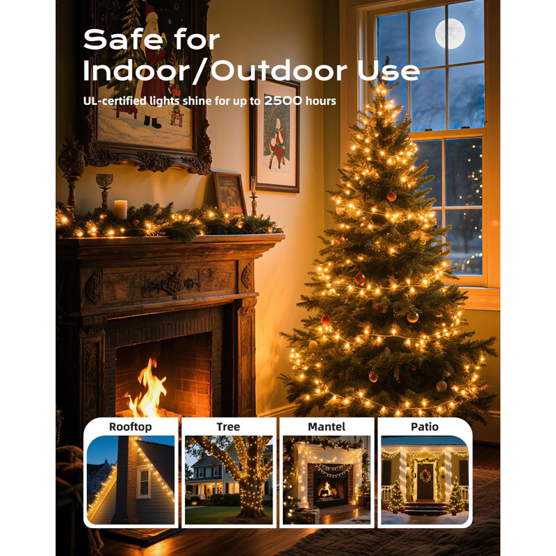 Guirlande de 100 lumières multicolores de Noël, mini lumières intérieures d'intérieur de 26,5 pi avec espacement de 3 pouces, connectable et homologué UL