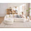 Canapé modulaire en L avec méridienne incurvée, canapé modulaire en chenille blanche, mousse à haute densité 30D, canapé-lit modulaire minimaliste pour le salon de la chambre à coucher.