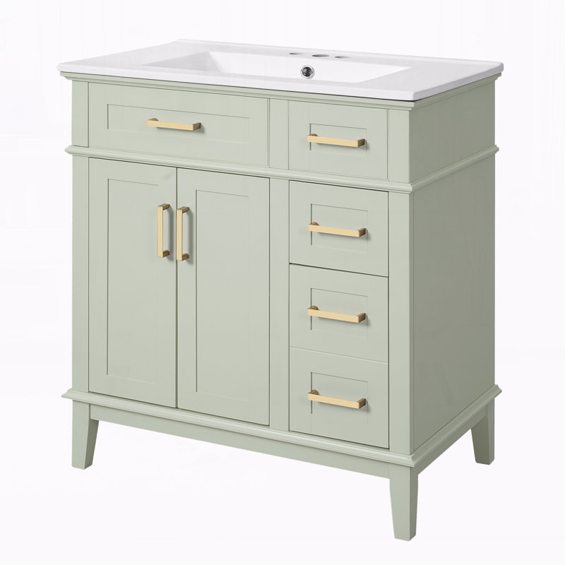 Meuble-lavabo 30 po avec lavabo en céramique, Vert